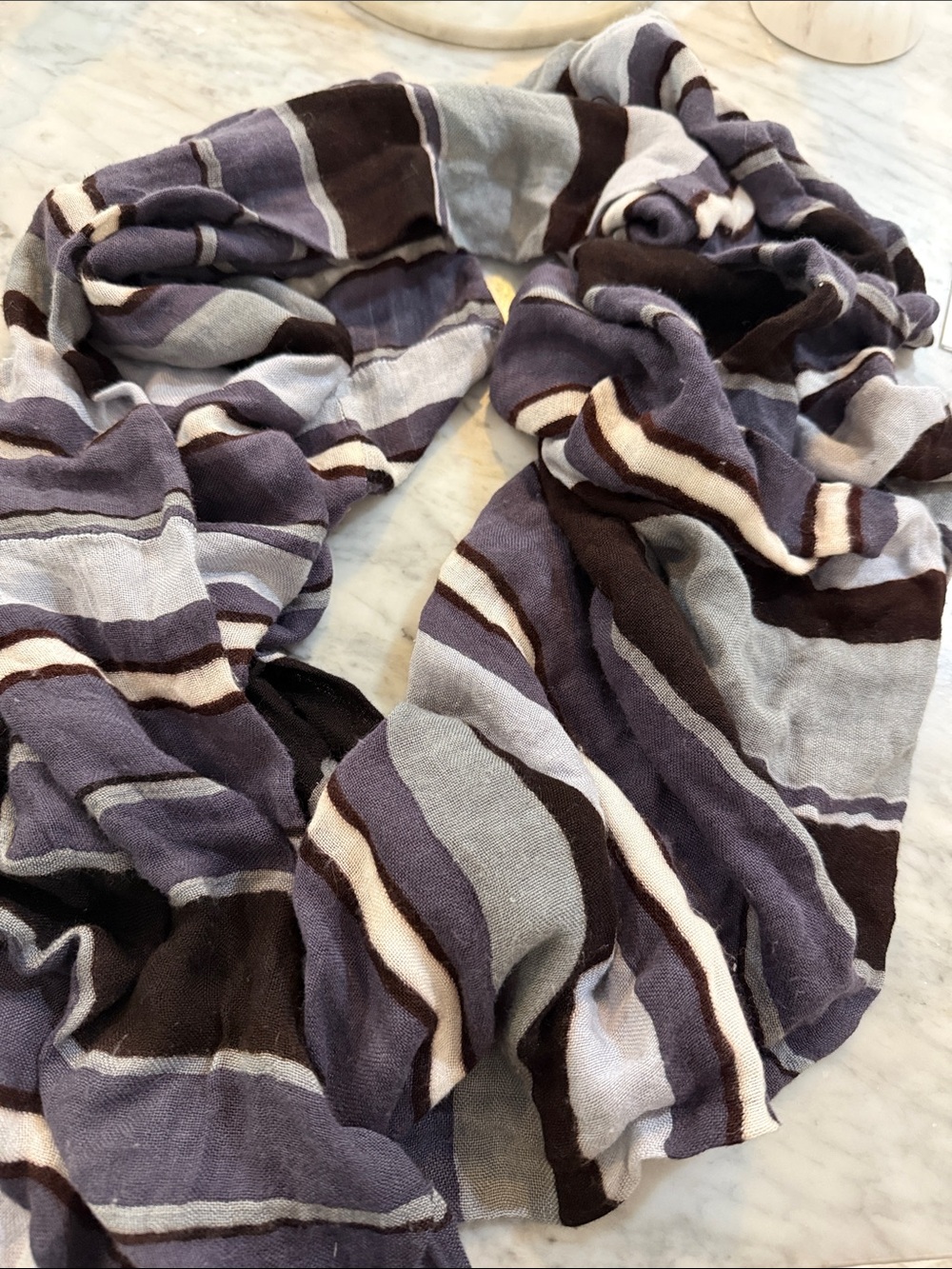 Striped Infinity Scarf- linen/silk lightweight